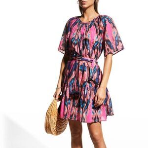 Figue Bria Ikat Pink Tassell Dress XL  Flare NWOT 100 Cotton